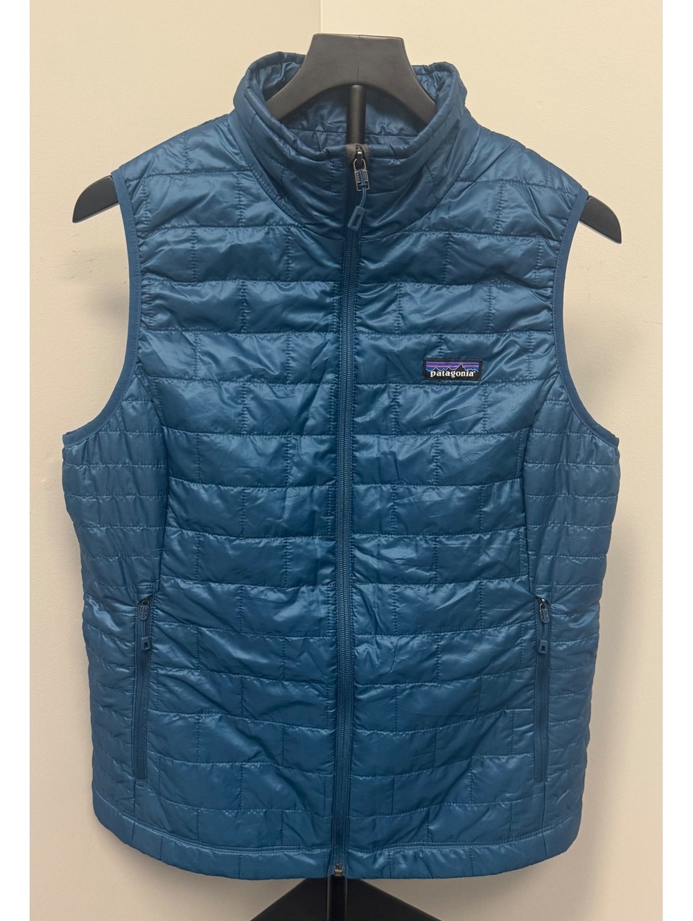 Patagonia Women’s Large Nano Puff Vest Lagom Blue Lightweight Full Zip Jacket!